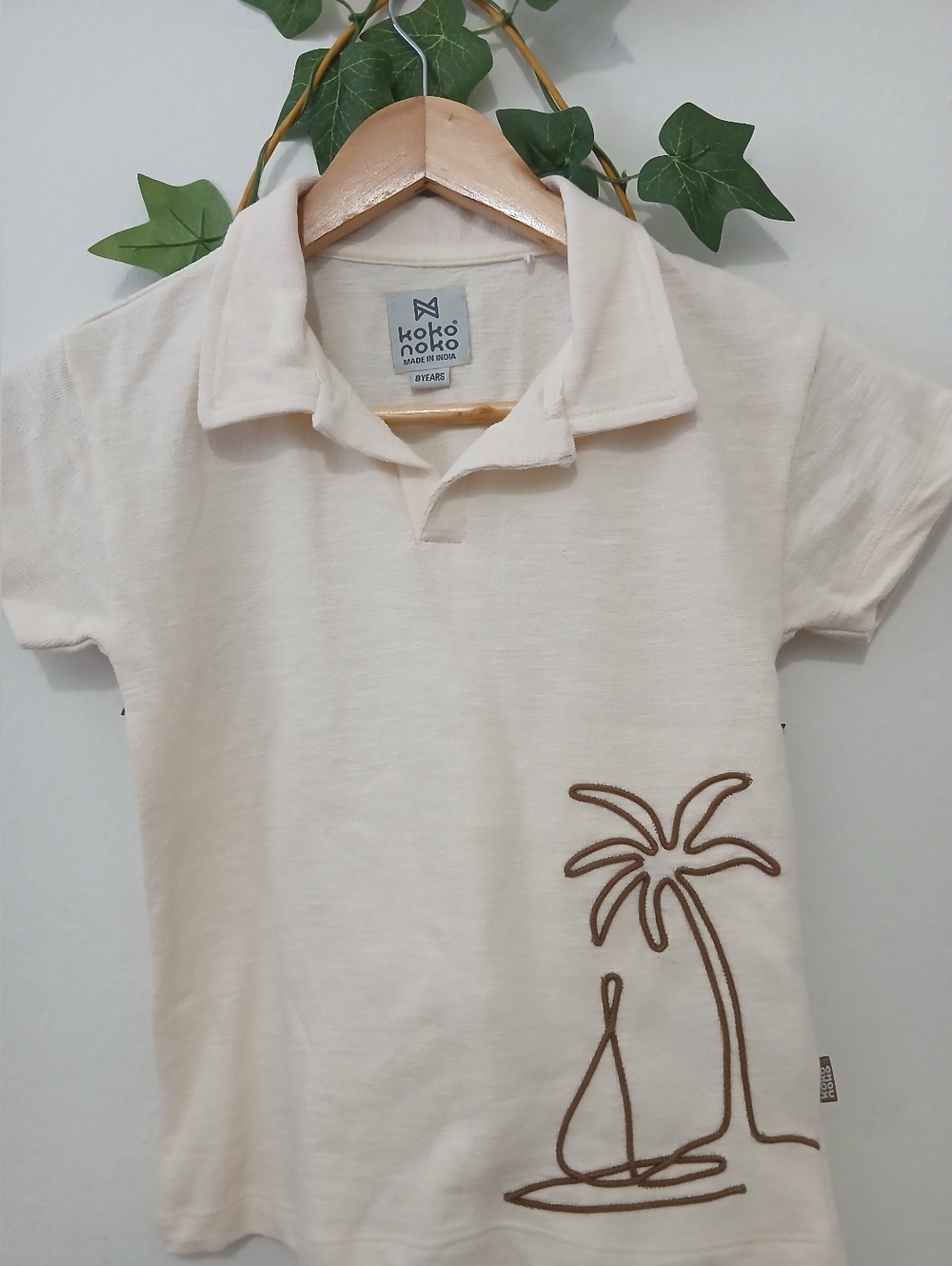 koko noko boys palm tree embroidered polo shirt -size 8y.